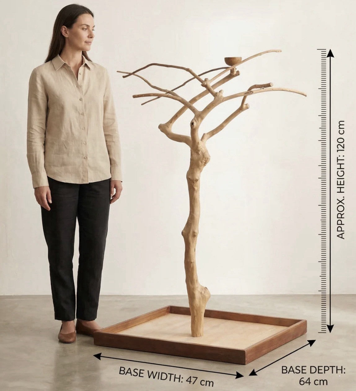 Natural Java Wood Parrot Tree Stand - African grey, Macaw, Amazon Parrots