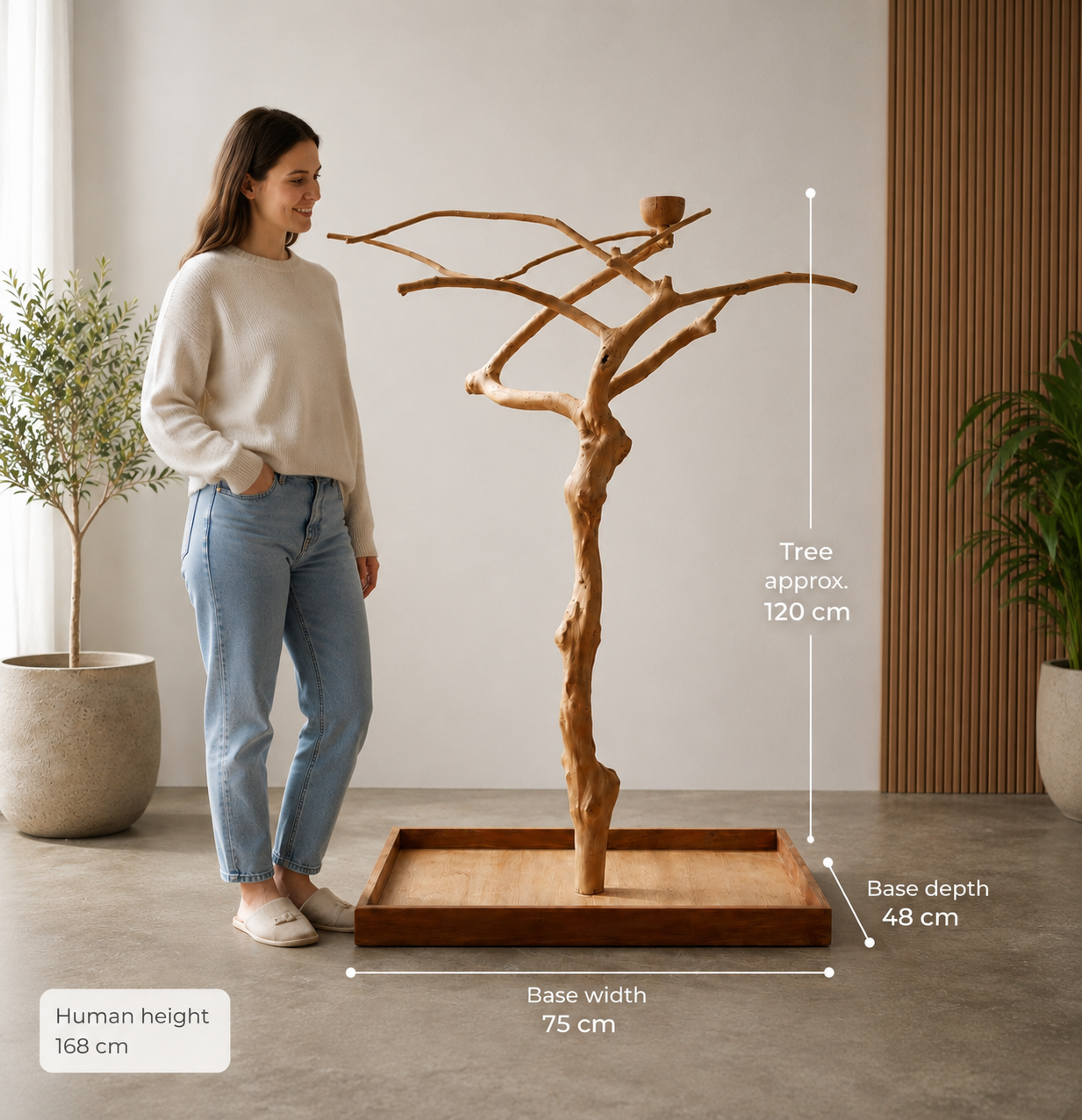 Large Natural Java Wood Parrot Stand – African Grey, Macaw &amp; Amazon