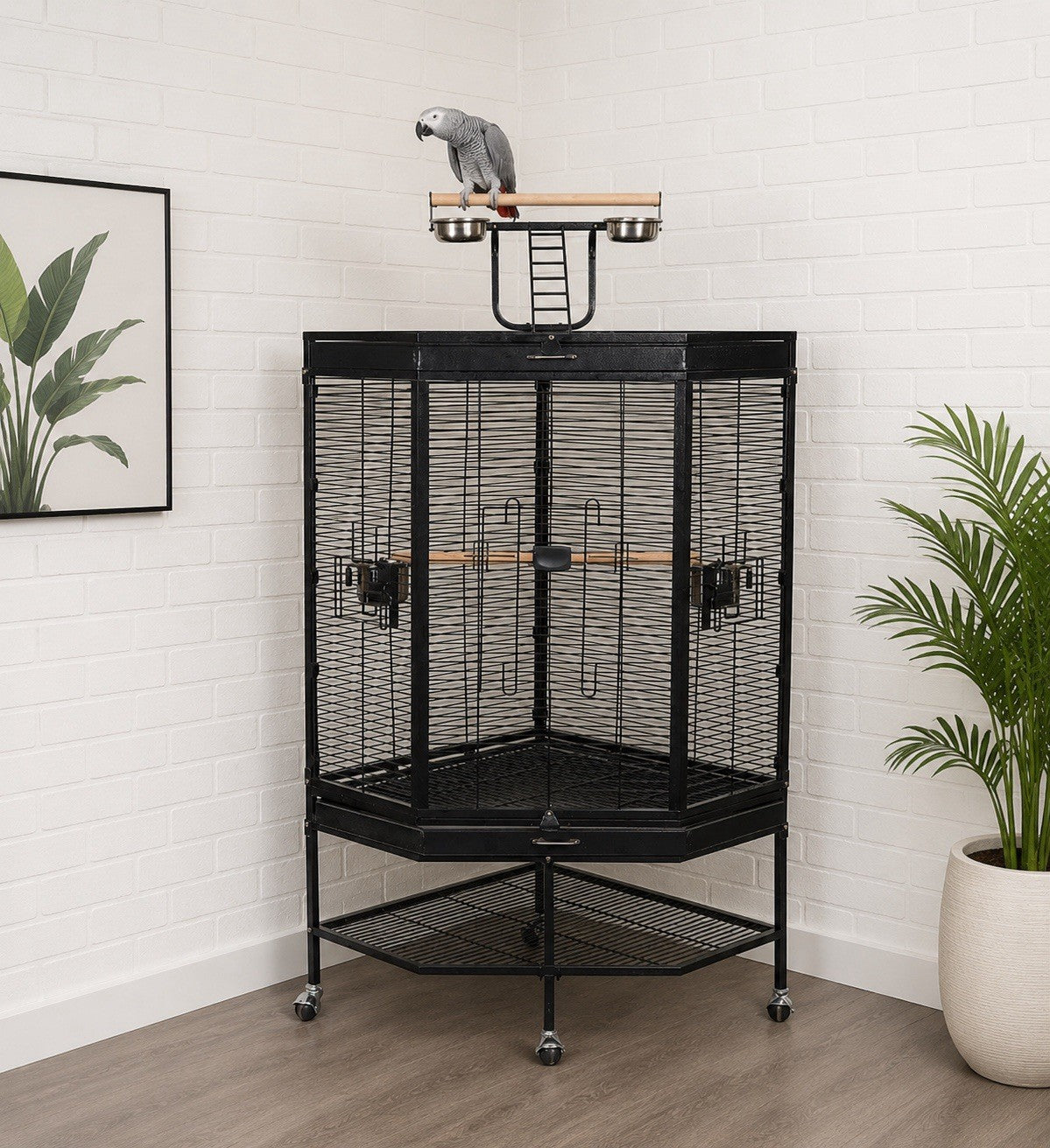 Alaska Corner Parrot Cage Large African Grey Macaw Bird Cage Play Top Stand