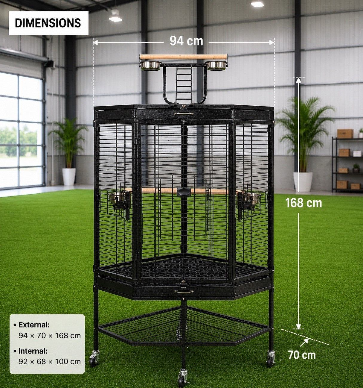 Alaska Corner Parrot Cage Large African Grey Macaw Bird Cage Play Top Stand